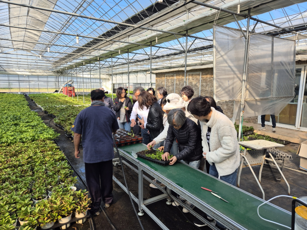 하우스에서 실습하는 장면